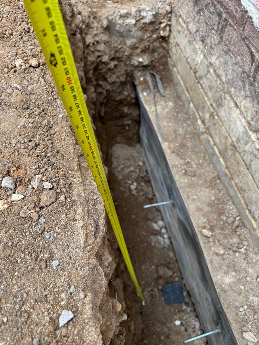 Footings measured out against the existing wall