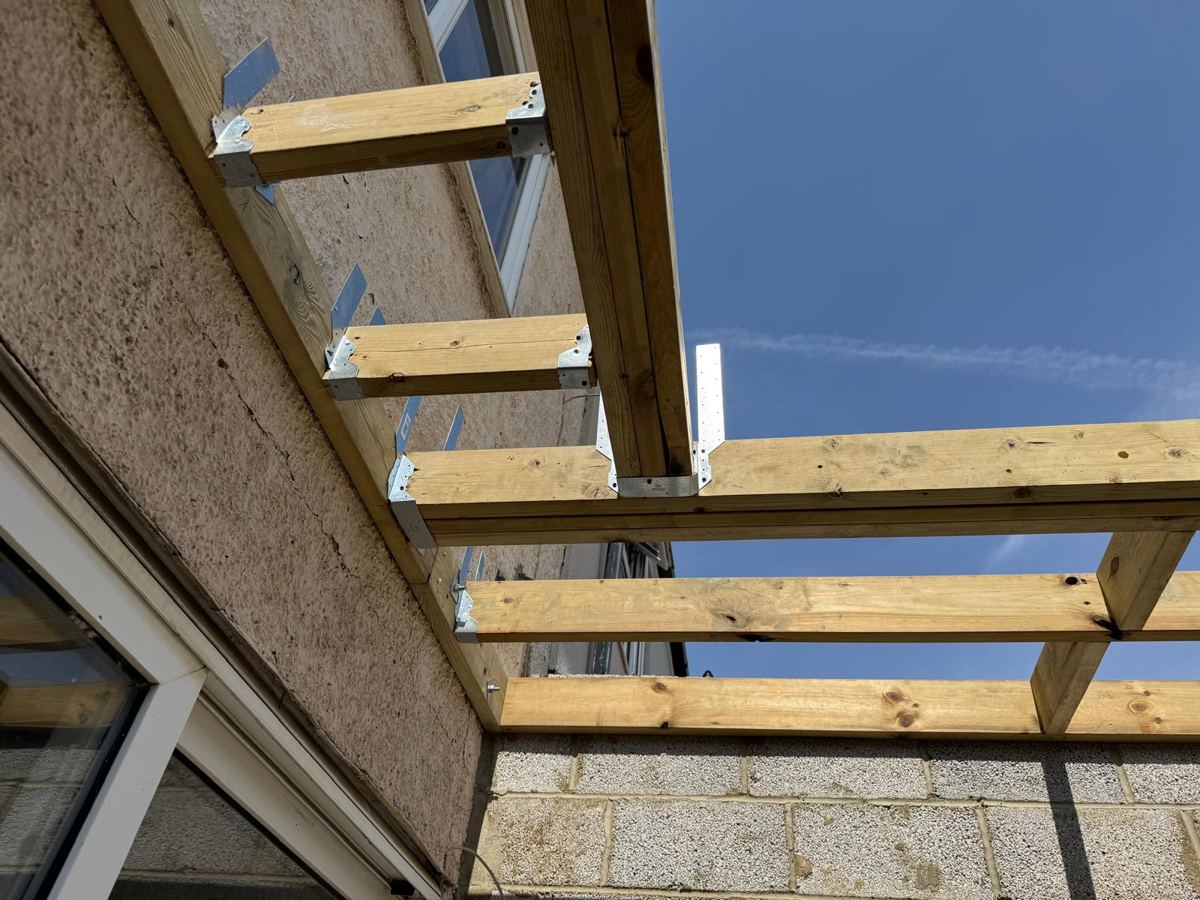 Roof joists installed across the new extension